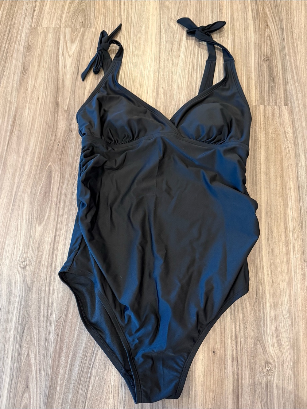 Isabel Maternity by Ingrid & Isabel Black One-Piece Tie-Shoulder Swimsuit Size M